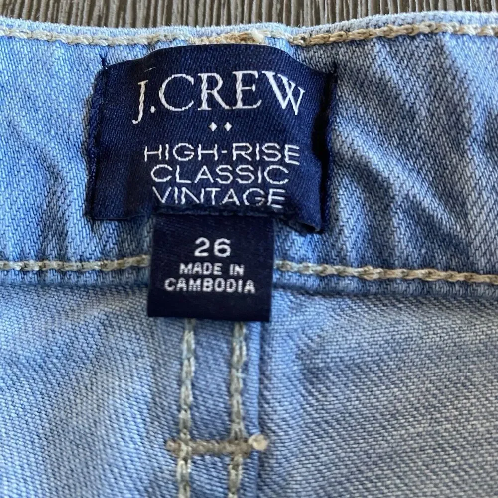 Women's‎ J.Crew High Rise Classic Vintage Straight Light Wash Jeans Size 26